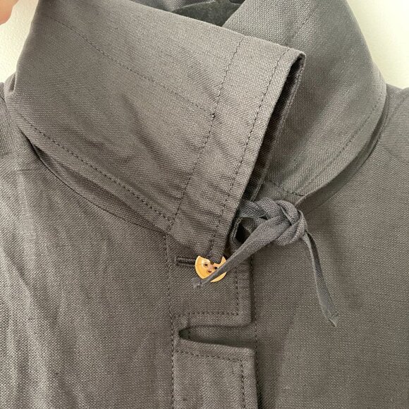 Hugo Boss Black Linen Belted Jacket Blazer Animal Print Lining Size 8 Wrap Back - Picture 8 of 16